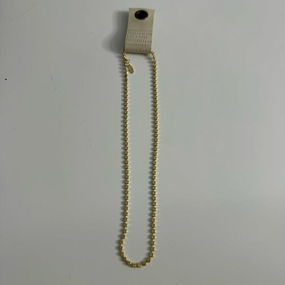 NWT ANTHROPOLOGIE 14K Gold Plated Flat Round Necklace - Picture 1 of 3